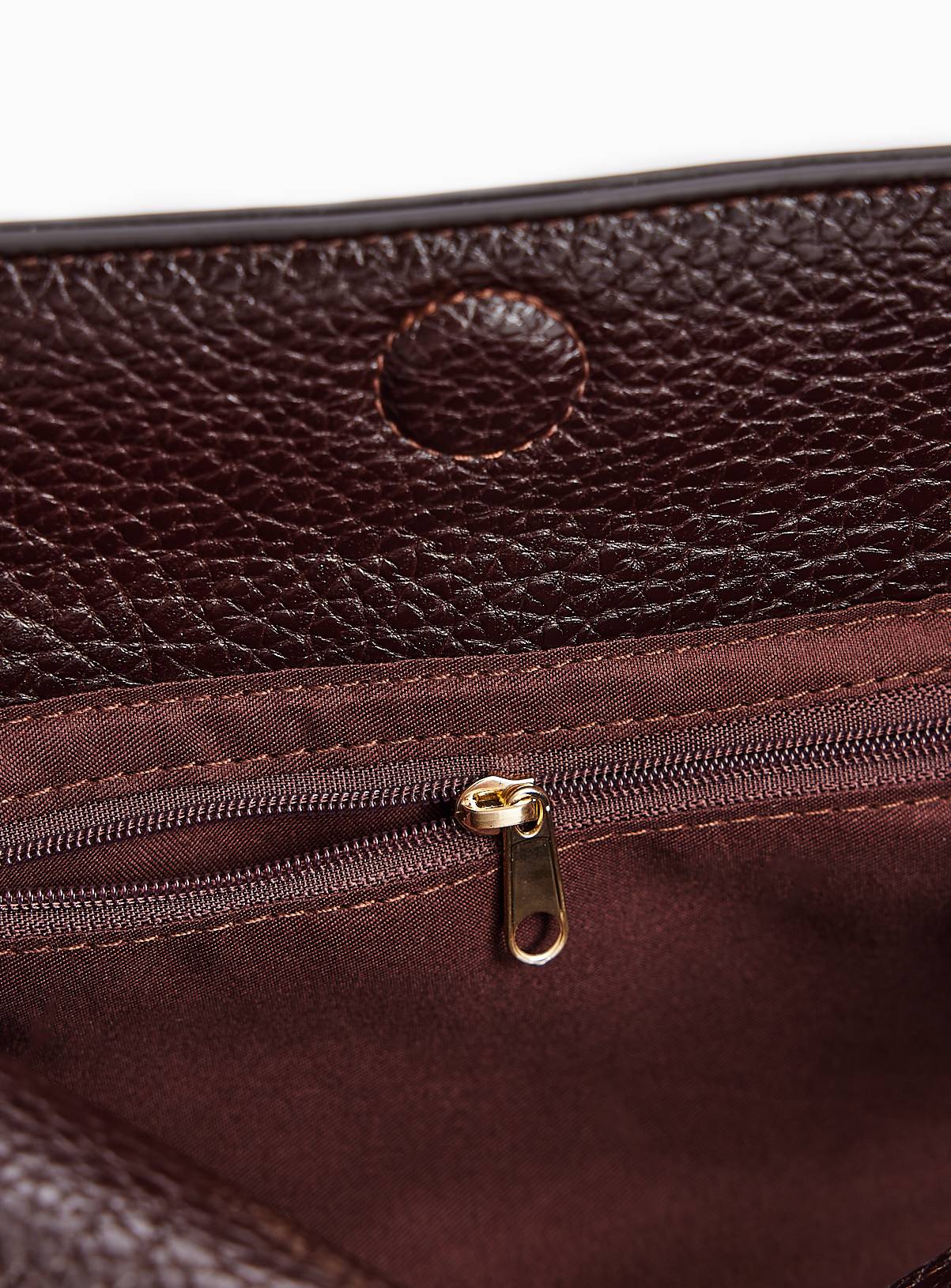 Dark Red Cracked PU Shoulder Bag One Size - Image 4
